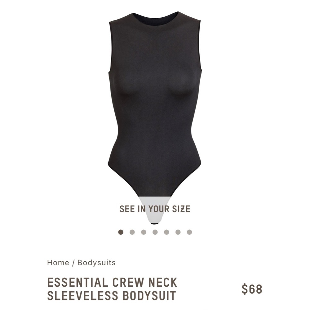 SKIMS NWT essentials crew neck body suit ONYX sz L